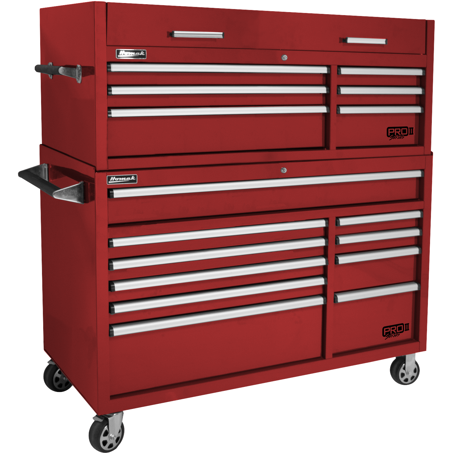 Homak RD04054210 54" Pro 2 10-Drawer Roller Cabinet - Red