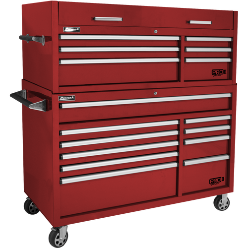 Homak RD04054210 54" Pro 2 10-Drawer Roller Cabinet - Red