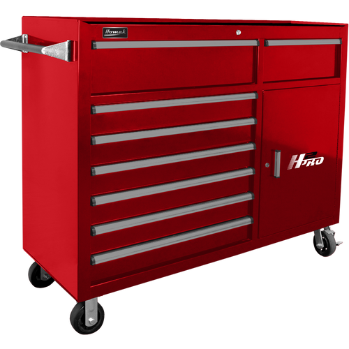 Homak RD04056082 56" H2Pro 8 Drawer w/ 2 Drawer Comp Roller - Red