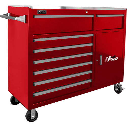 Homak RD04056082 56" H2Pro 8 Drawer w/ 2 Drawer Comp Roller - Red