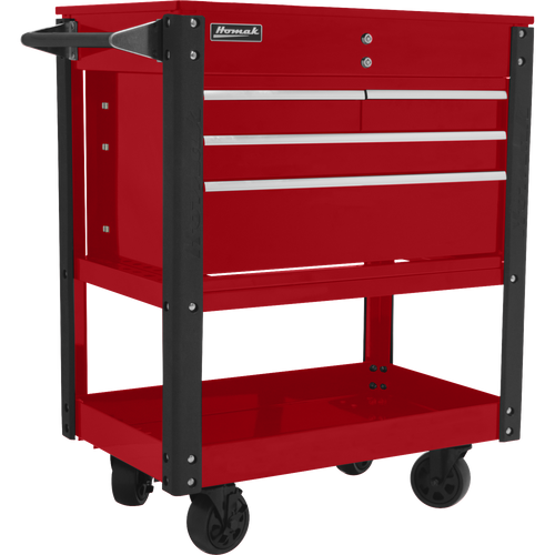 Homak RD06032000 35" Professional 4 Drawer Service Cart - RED
