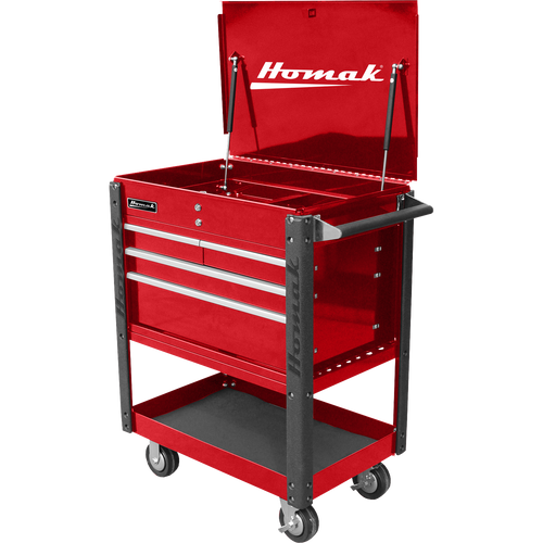 Homak RD06032000 35" Professional 4 Drawer Service Cart - RED