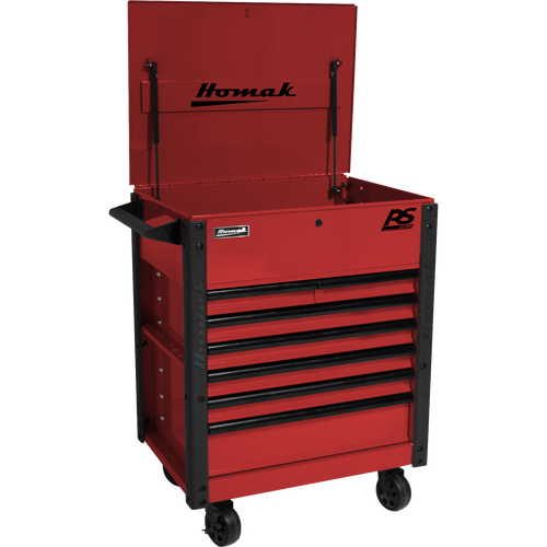 Homak RD06035247 35" 7 DRAWER FLIP-TOP SERVICE CART - RED