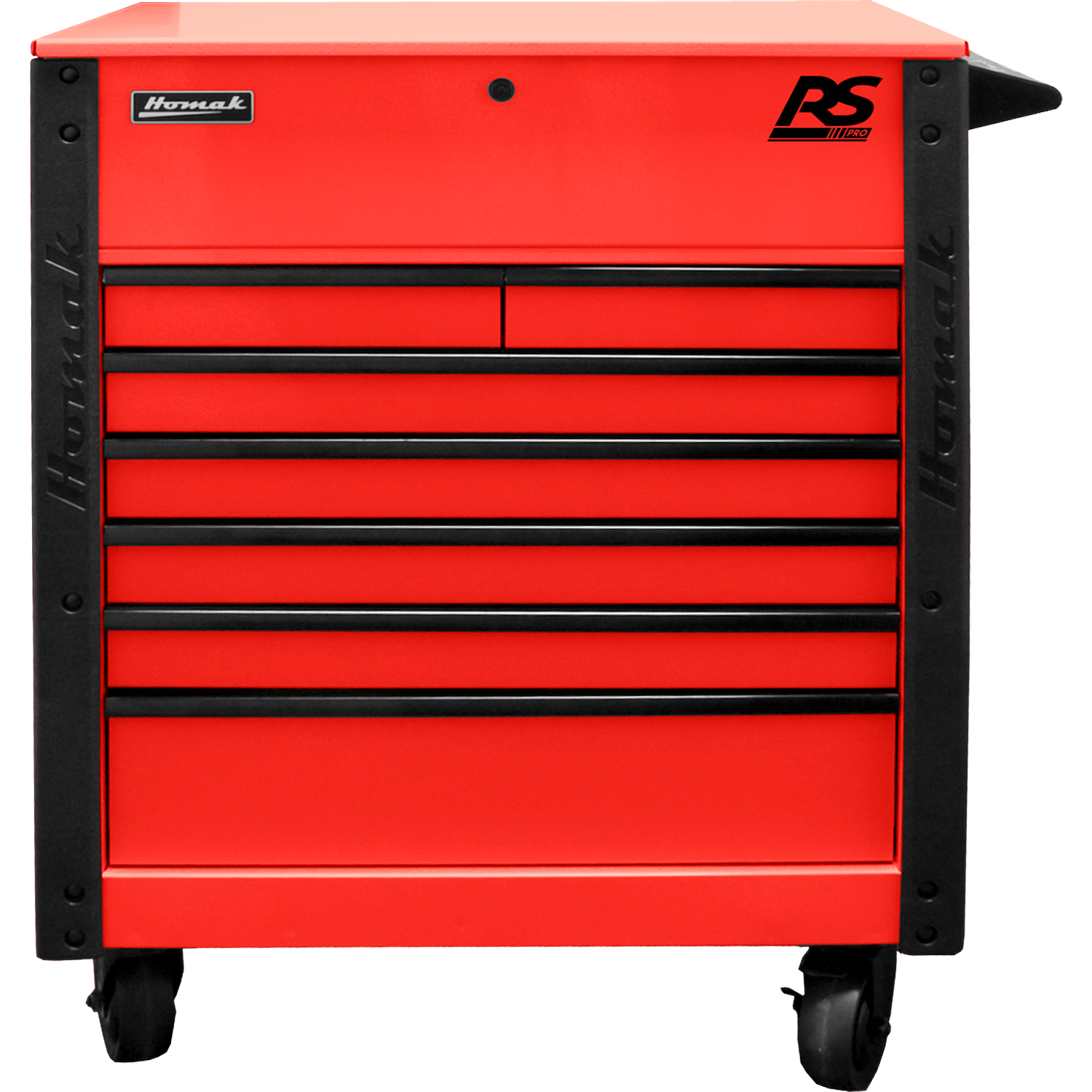 Homak RD06035247 35" 7 DRAWER FLIP-TOP SERVICE CART - RED