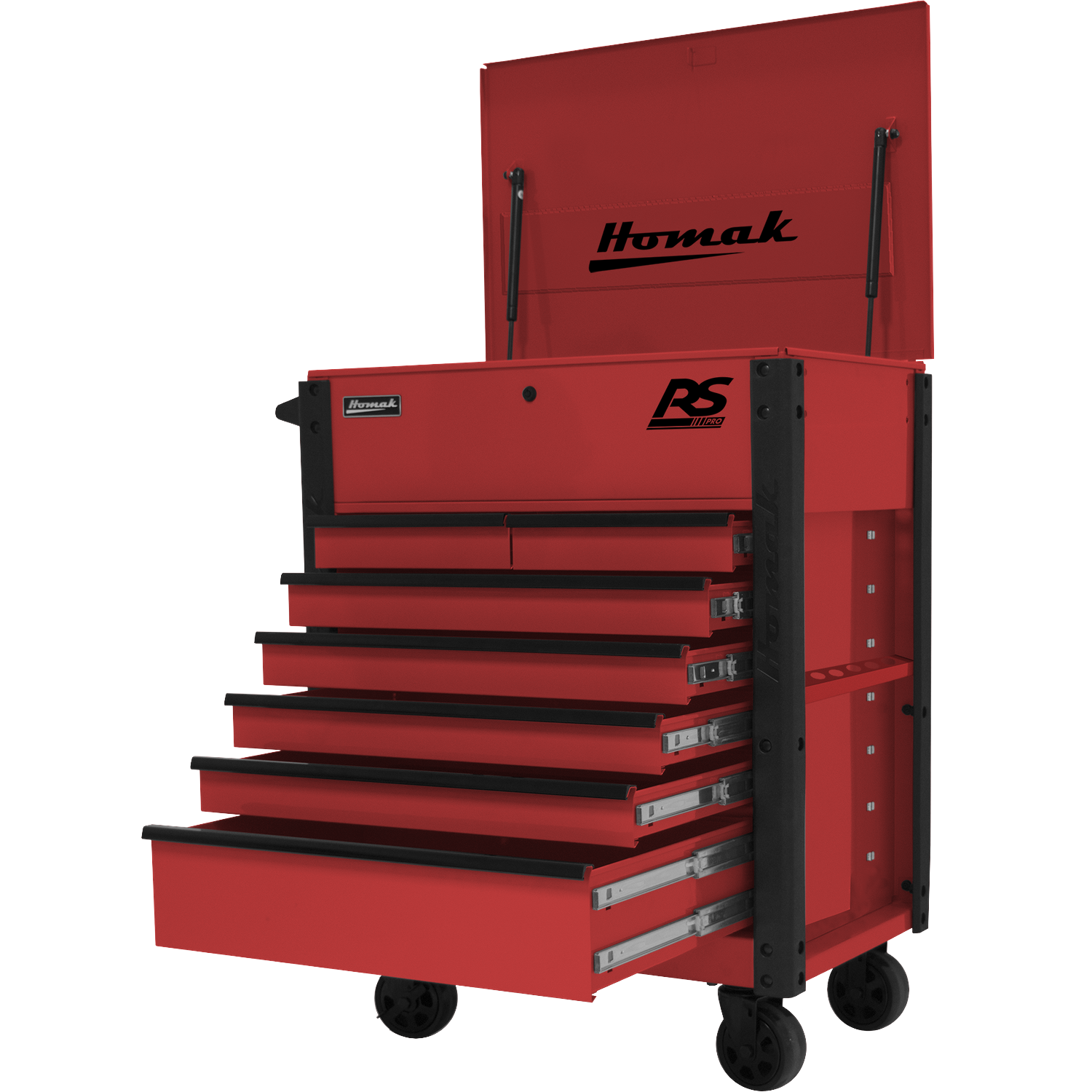 Homak RD06035247 35" 7 DRAWER FLIP-TOP SERVICE CART - RED
