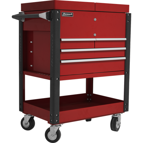 Homak RD06043500 35" 4 DRAWER SLIDE TOP CART - RED