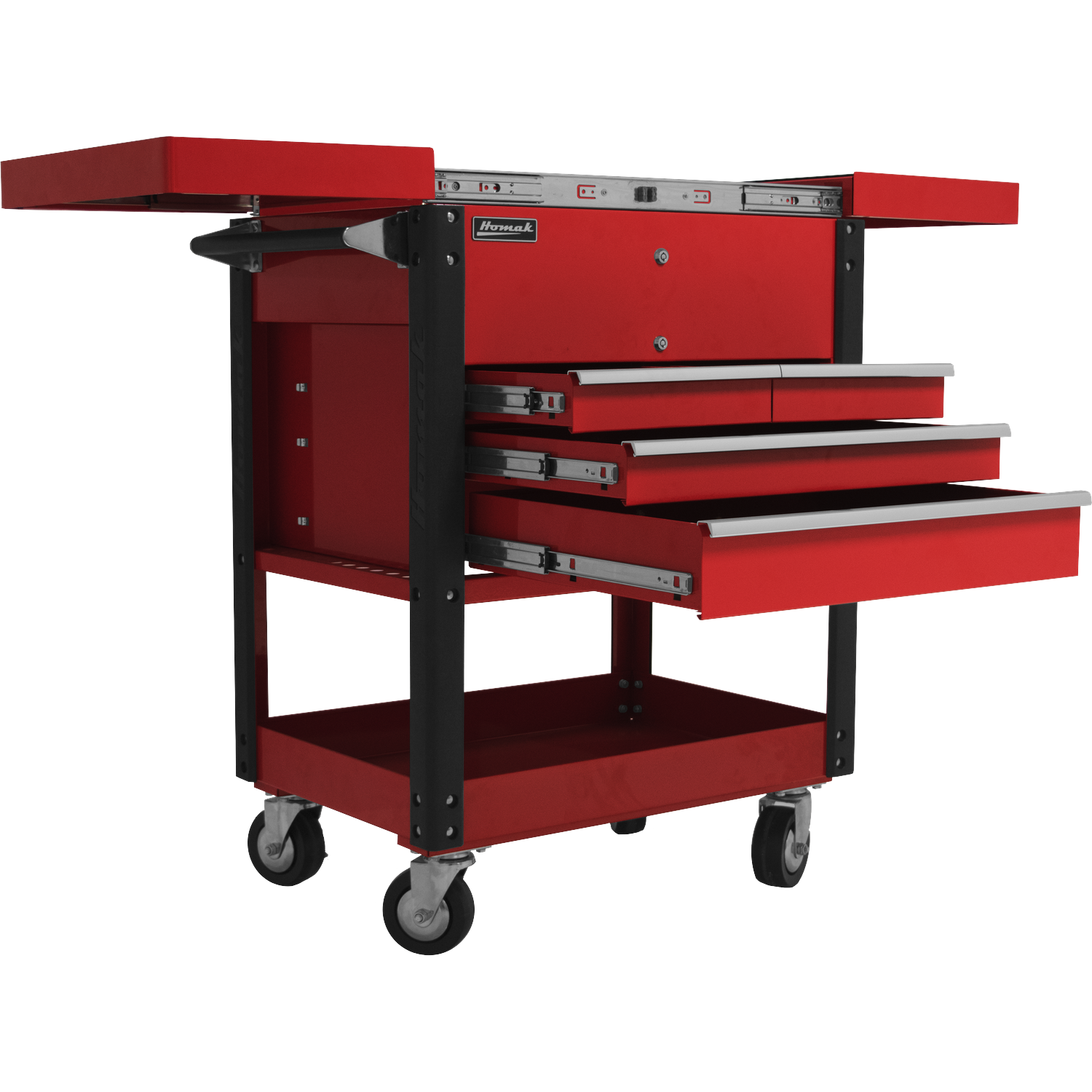 Homak RD06043500 35" 4 DRAWER SLIDE TOP CART - RED