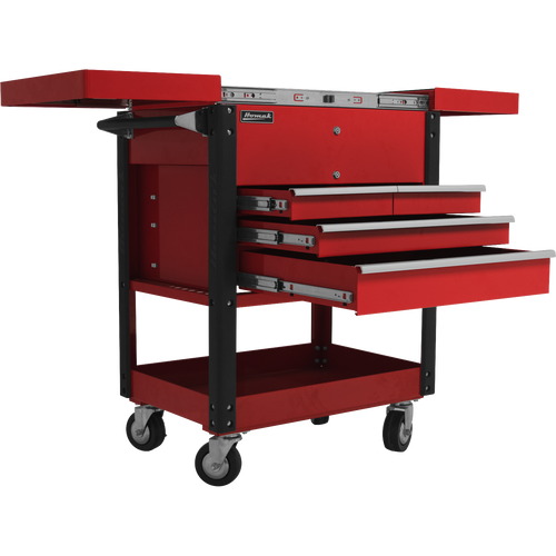 Homak RD06043500 35" 4 DRAWER SLIDE TOP CART - RED