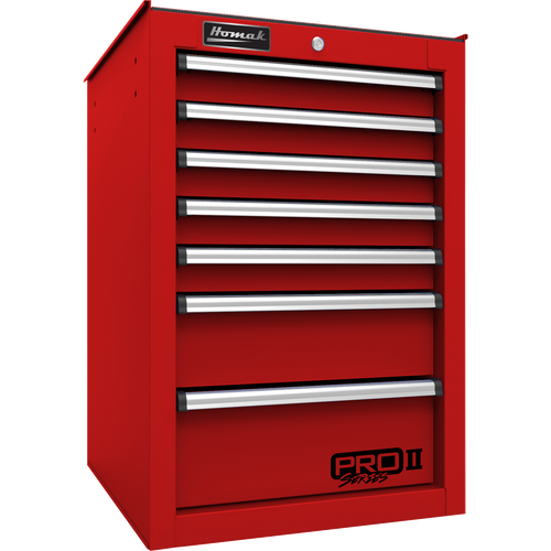 Homak RD08014552 14 1/2"" Pro II 7-Drawer Side Cabinet - Red
