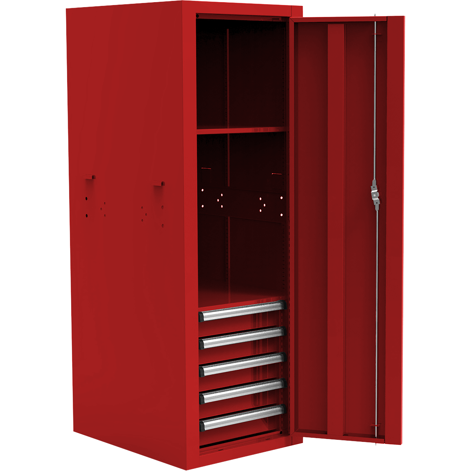 Homak RD08022052 22" Pro II 5-Drawer Full Height Side Locker - Red