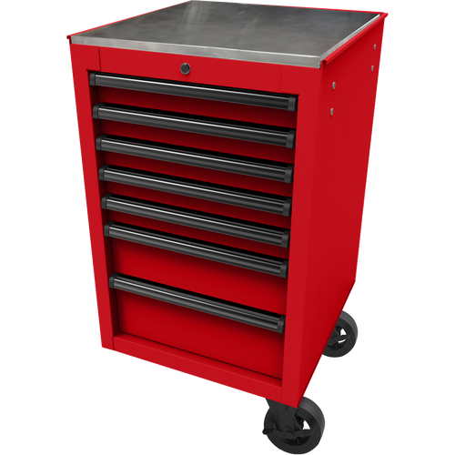 Homak RD08022070 22" RS Pro 7-Drawer Side Cabinet - Red