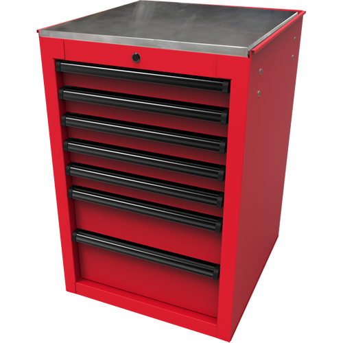 Homak RD08022070 22" RS Pro 7-Drawer Side Cabinet - Red