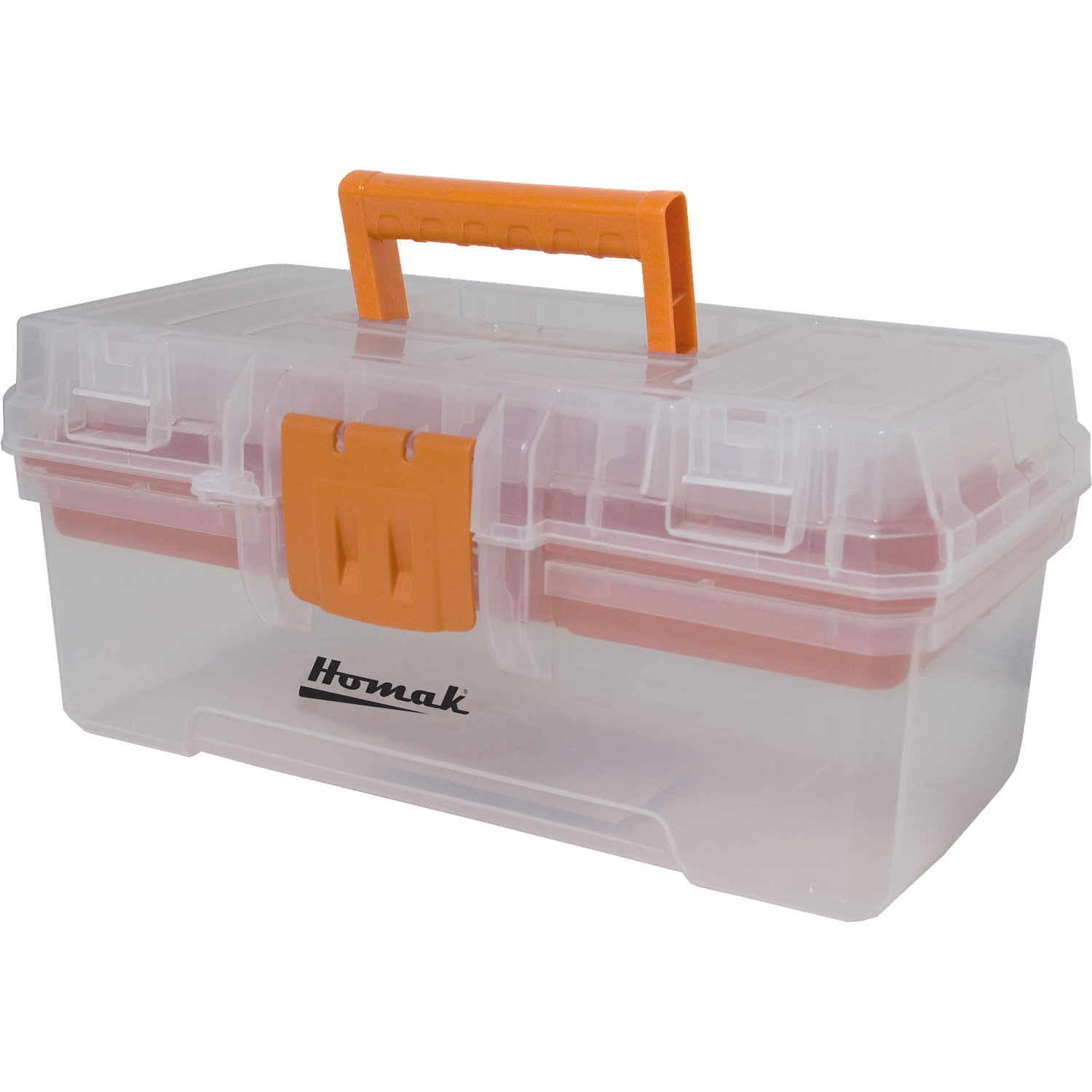 Homak TP00112055 12" Plastic Transparent Toolbox W/ Tray