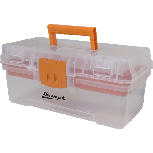 Homak TP00112055 12" Plastic Transparent Toolbox W/ Tray