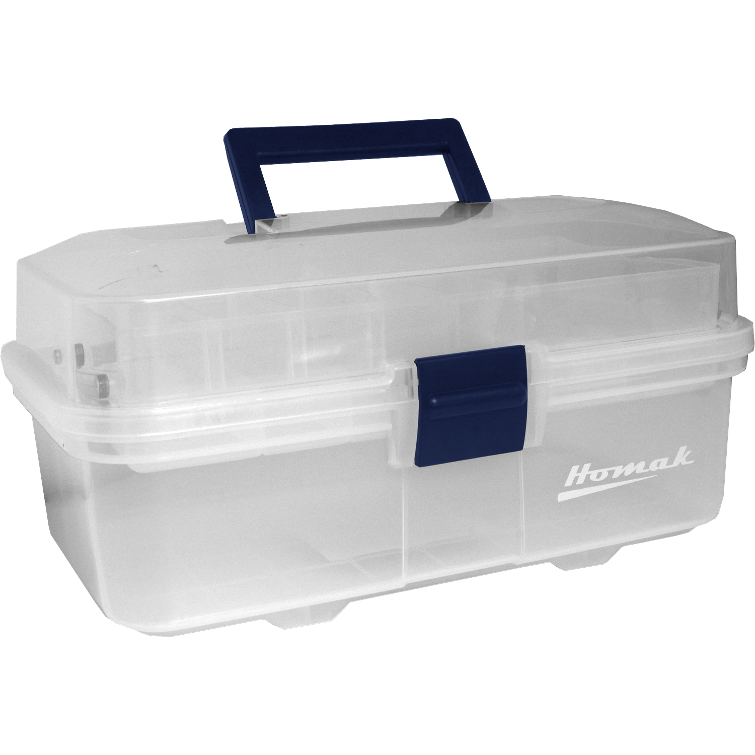 Homak TP00113067 13" Plastic Transparent Toolbox W/ 2 Tray Tier