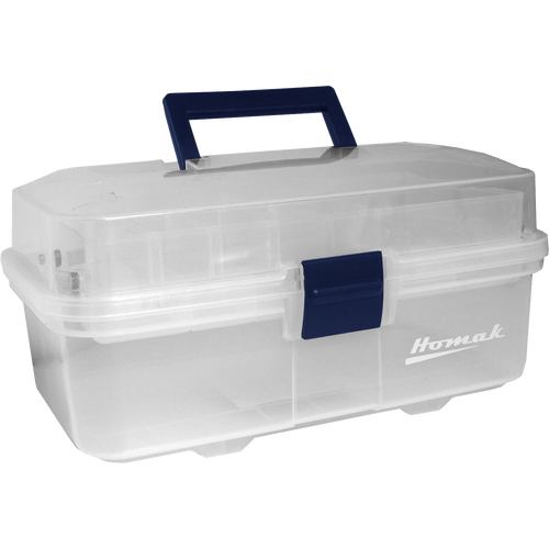 Homak TP00113067 13" Plastic Transparent Toolbox W/ 2 Tray Tier