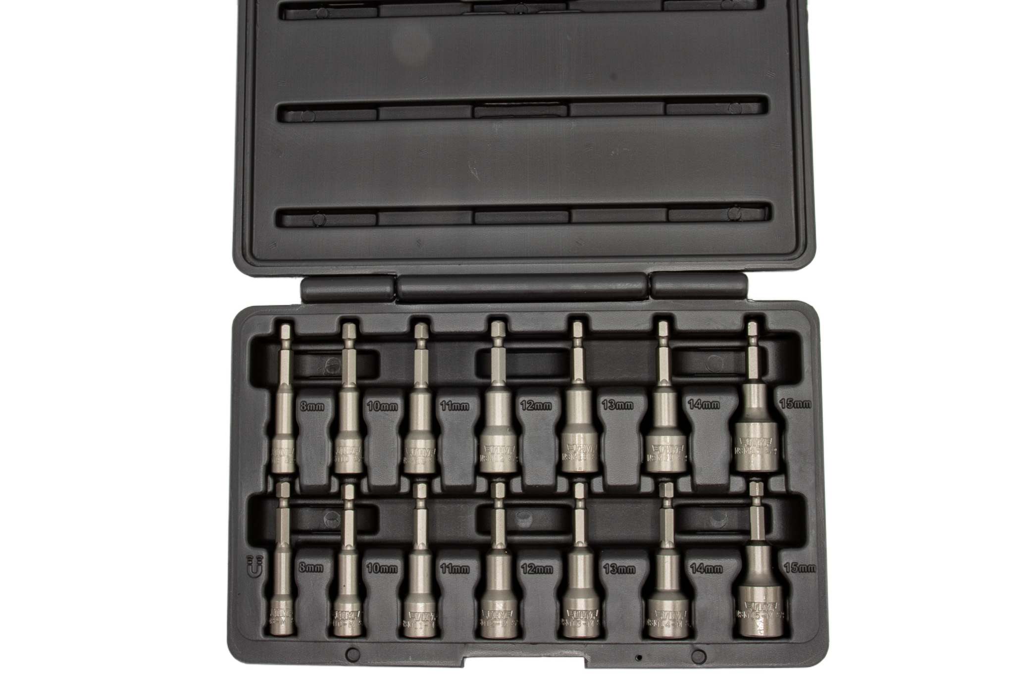 VIM Tools NSM100A nut setter set in open hard case angled view