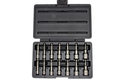 VIM Tools NS100A 14pc SAE Nut Setter Set open case angled view with lid