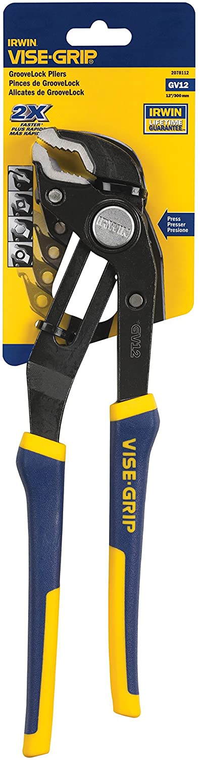 IRWIN VISE-GRIP GrooveLock Pliers. V-Jaw. 12". 2078112 - MPR Tools & Equipment