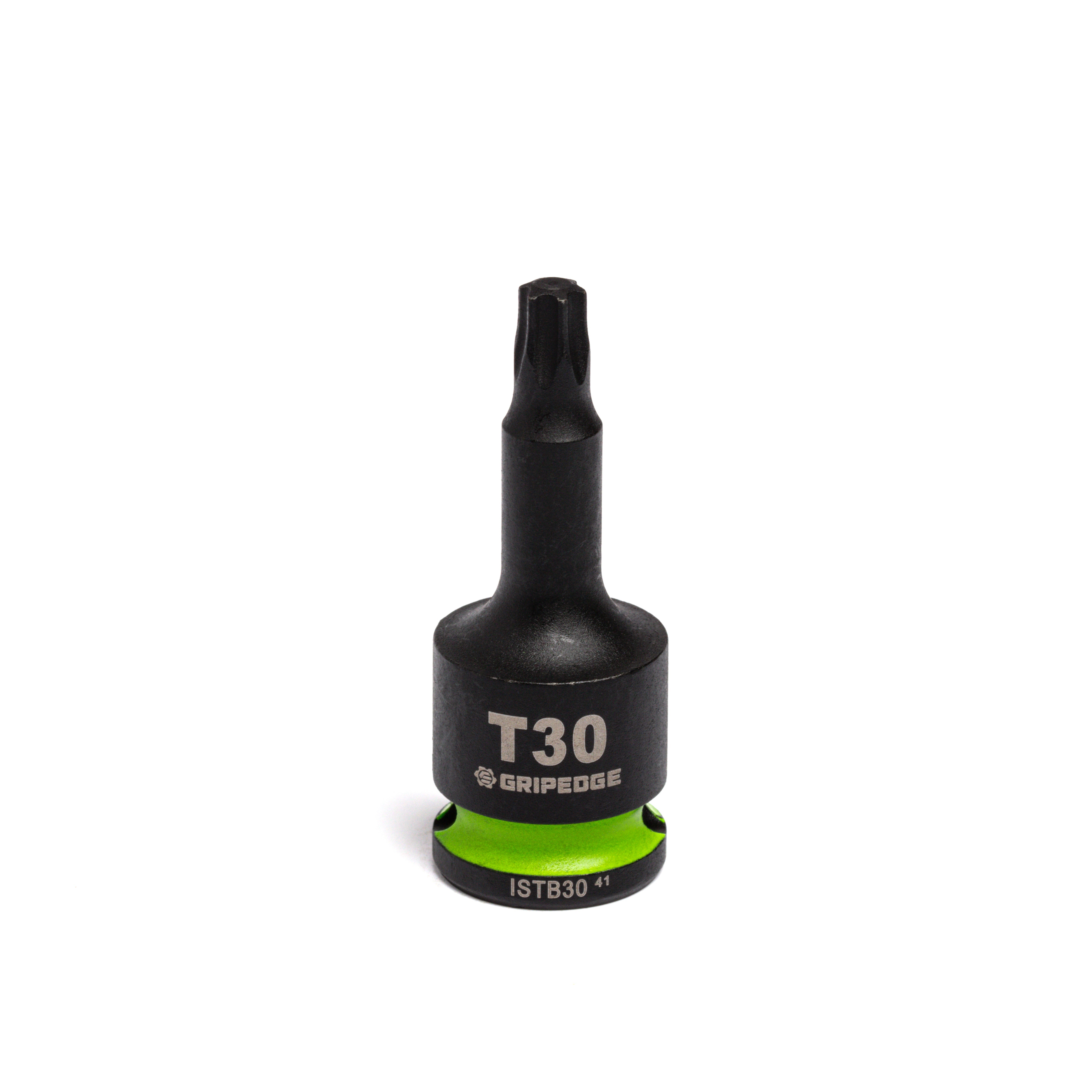 GripEdge ISTB30 T30 3/8" Drive RPT Impact Star Bit Socket with black phosphate finish and green accent band