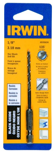 Irwin Tools 4935636 Black Oxide Hex Shank Drill Bit, 1/8-Inch - MPR Tools & Equipment