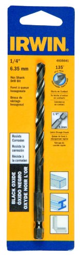 Irwin Tools 4935641 Black Oxide Hex Shank Drill Bit, 1/4-Inch - MPR Tools & Equipment