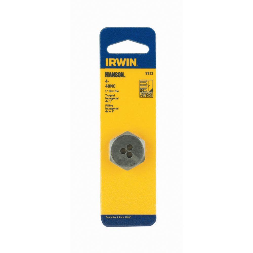 Irwin Tools 9312 4-40 x 1" NC Hex Machine Screw Die (HCS) - MPR Tools & Equipment