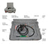 JDI-AFT58LP Diesel Carrytank component callout diagram labeling pump, hoses, nozzle, gauge, and cover