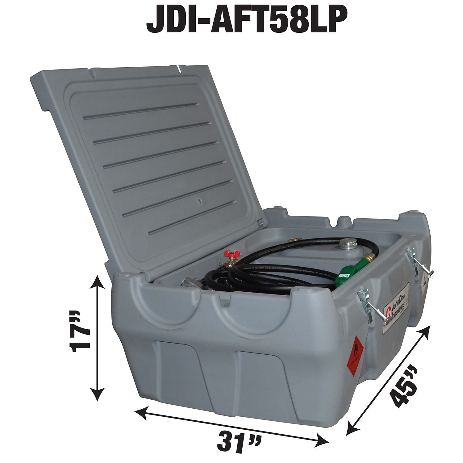 JDI-AFT58LP Diesel Carrytank with dimensions: 45 in W x 31 in L x 17 in H