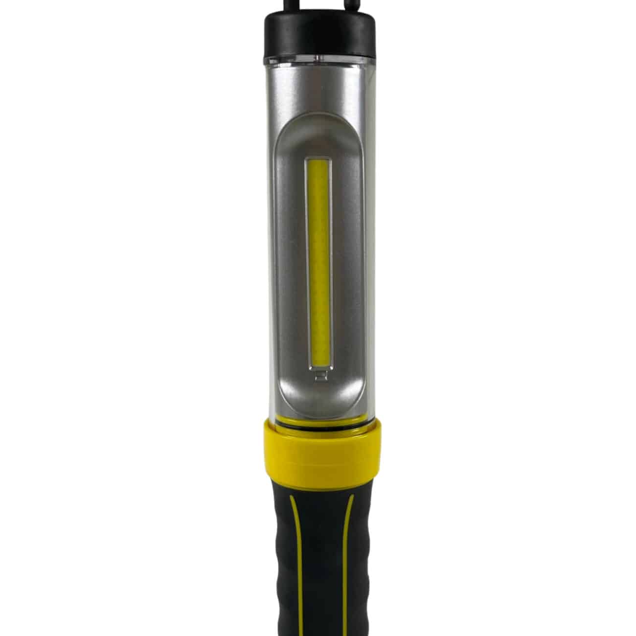 Alert Stamping KWC625 COB LED Task Light close-up of light head and yellow grip