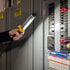 Alert Stamping KWC625 LED Task Light in use illuminating an electrical panel