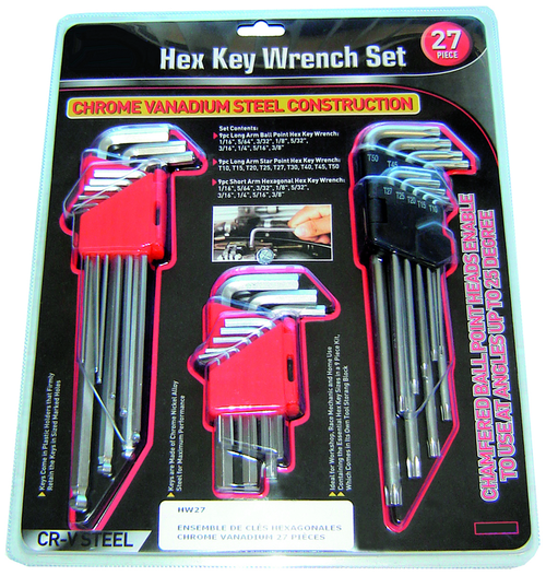 King Tools RDHW27 27Pc Hex Key Wrench Set Crv St - MPR Tools & Equipment