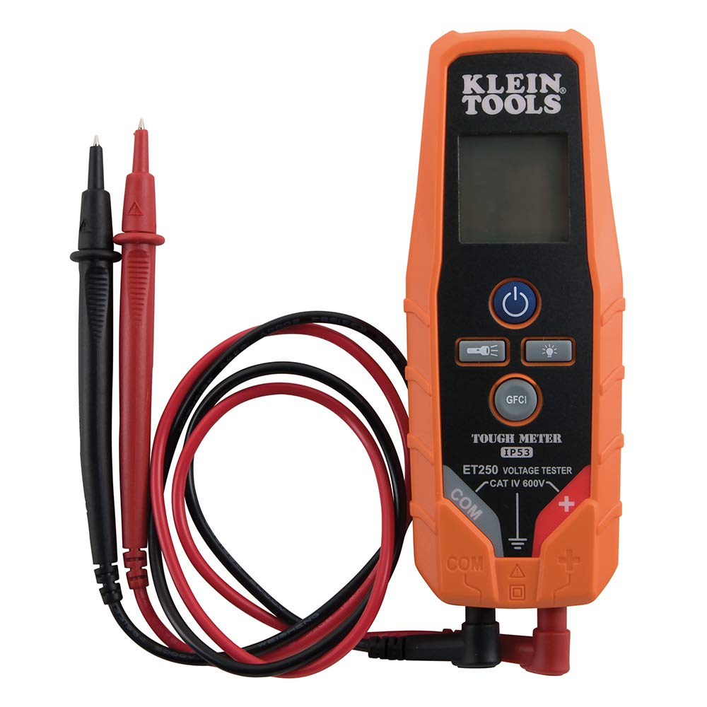 Klein Tools ET250 Voltage Meter. AC Voltage and DC Voltage Tester. Digital Multimeter Includes 3 x AAA Batteries - MPR Tools & Equipment