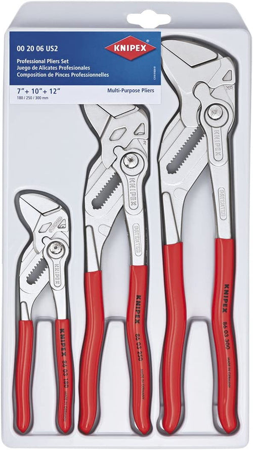 Knipex 00 20 06 US2 3 Pc Pliers Wrench Set (7, 10, & 12) - MPR Tools & Equipment