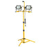 Alert Stamping LF240ST ProLite Twin LED 14,000 Lumen Tripod Flood Light on yellow tripod, white background