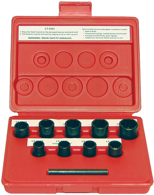 LTI Tools 4501 9 Pc. Twist Socket Fastener Removal System In A Blow Molded Case (Includes Twist Sockets 4510-4519) - MPR Tools & Equipment