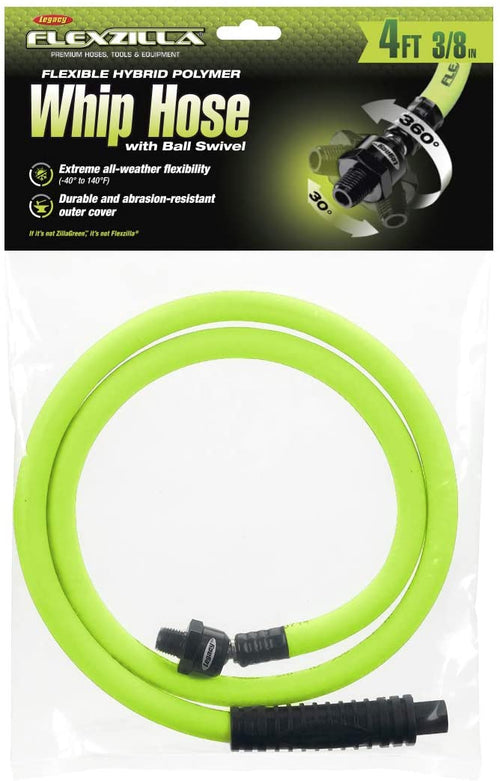 Legacy HFZ3804YW2B Flexzilla Ball Swivel Whip Air Hose, 3/8" x 4ft - MPR Tools & Equipment