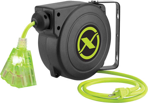 Legacy Manufacturing FZ8160253 25 FT. FLEXZILLA RETRACTABLE EXTENSION CORD REEL, 16/3 SJTOW, ZILLAGREEN, 1250W, 10A - MPR Tools & Equipment