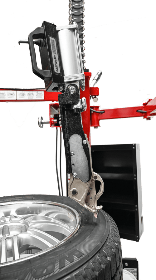 Coats Maxx 90 Leverless Bead Lifter tool head close-up on alloy wheel