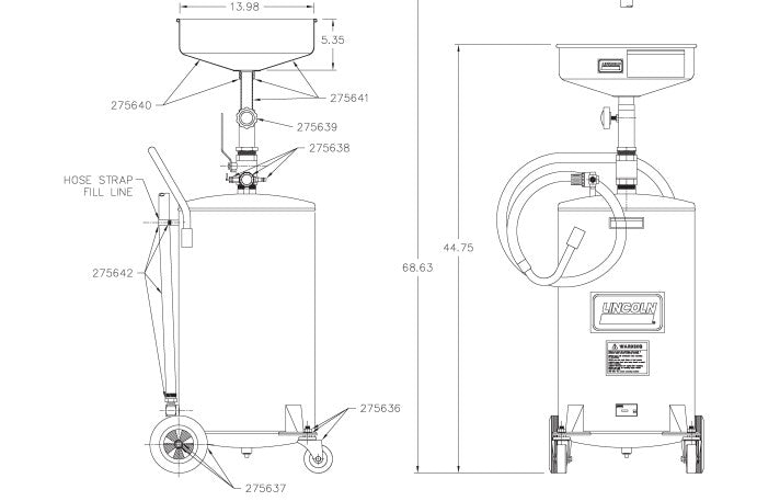 Lincoln Industrial 275637 Rear Wheel Kit For #3601 Fluid Drain Tank - MPR Tools & Equipment