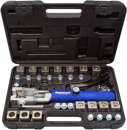 MASTERCOOL 72475-PRC Blue and Silver Universal Hydraulic Flaring Tool Set with Tube Cutter - MPR Tools & Equipment