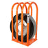 Martins Industries MIC-4 4-Bar Tire Inflation Cage with truck tire enclosed, orange powder-coated steel