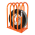 Martins Industries MIC-5 5-Bar Tire Inflation Cage with truck tire seated inside orange steel frame