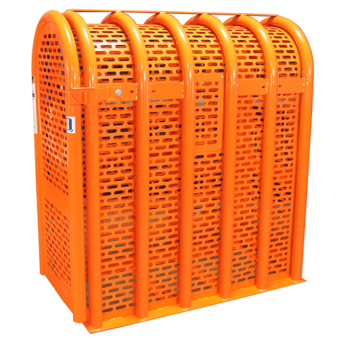 Martins Industries MIC-6HD 6-Bar HD Tire Inflation Safety Cage, orange powder-coated steel, front angle view