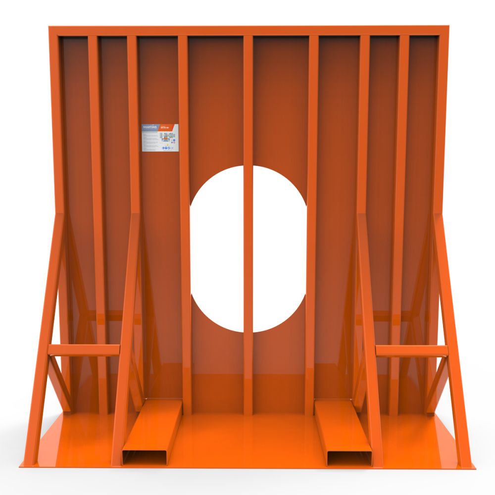 Martins Industries MITB-80 80" Tire Inflation Barrier Cage, front view showing tire opening and fork guide pockets