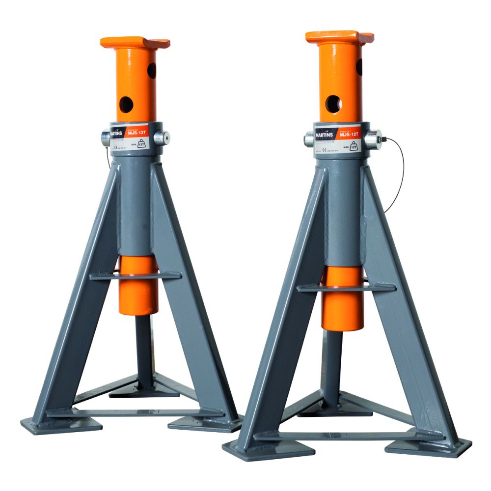 Martins Industries MJS-12T 13.2-Ton Professional Jack Stands pair, gray and orange all-steel construction