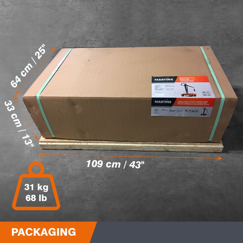 Martins Industries MMIWSS Impact Boom packaging dimensions 109x64x33 cm with net weight 31 kg / 68 lb