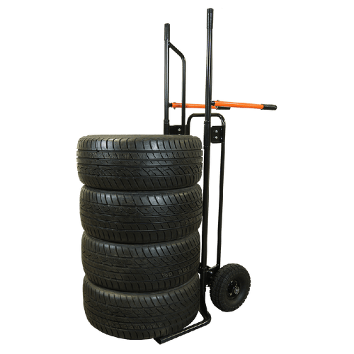 Martins Industries MSTC Tire Rider Standard Tire Cart loaded with four stacked tires