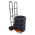Martins Industries MTC Tire Rider Tuff Tire Cart loaded with four tires, black and orange steel frame with flat-free wheels