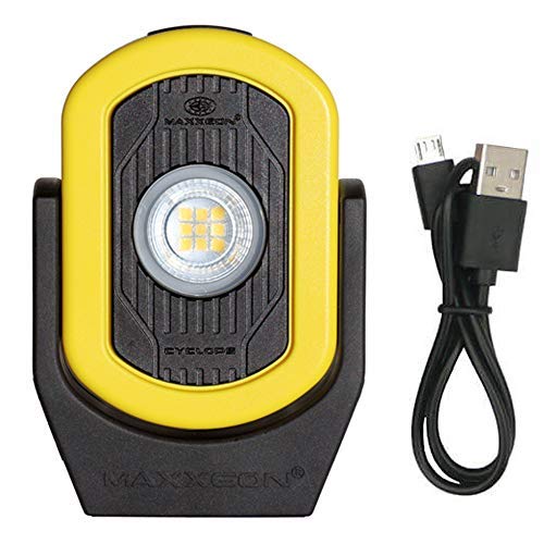 Maxxeon 00812 Hivis Yellow, Workstar Cyclops USB Rechargeable LED Worklight - MPR Tools & Equipment